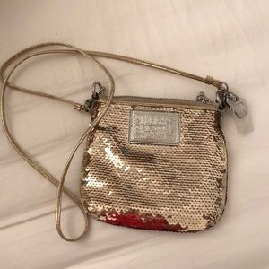 COACH Poppy Gold Sequin Crossbody Mini Bag